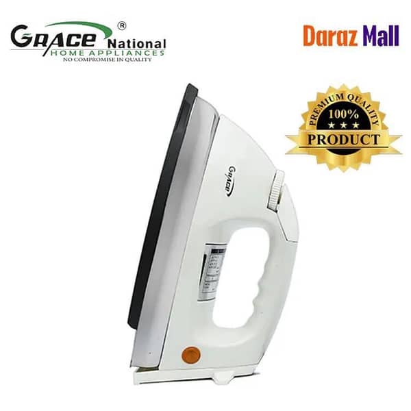 Grace National Dolphin Dry Iron with Heavyweight Design and Temperature Control Dial for All Fabrics