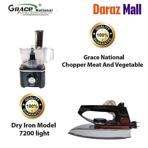 Grace National Combo Deal: Dry Iron, Chopper, Meat and Vegetable Cutter