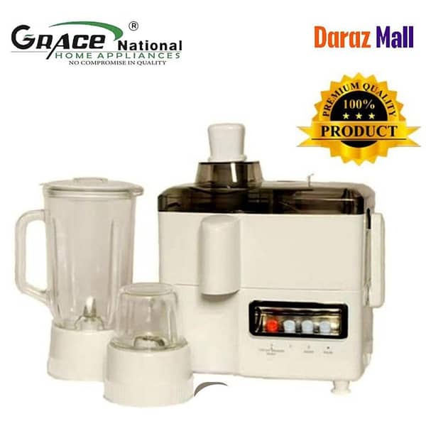 Grace National 3-in-1 Juicer, Blender, and Grinder with Glass Jug and Safety Lock System