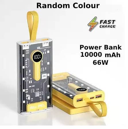 20000mAh 66W Fast Charging Transparent Power Bank for Android and iPhone