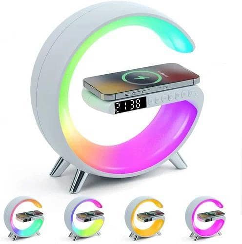 Xportius Wireless Charger Clock Speaker with Bluetooth and RGB Light - G63 Alarm