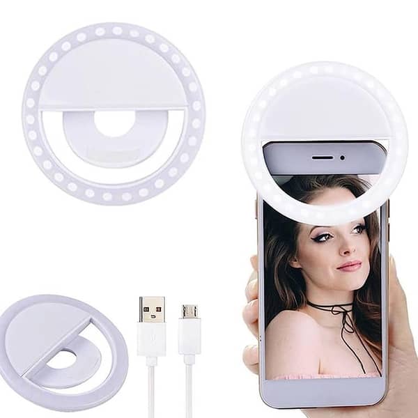 Capture Perfect Selfies Rechargeable Selfie Ring Light for Mobile Cameras - Say Goodbye to Poor Lighting Woes!
