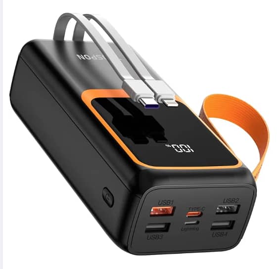 30000mAh Powerbank with 22.5W Fast Charging and Digital Display - Compatible with Android, iPhone, iPad, and Laptops