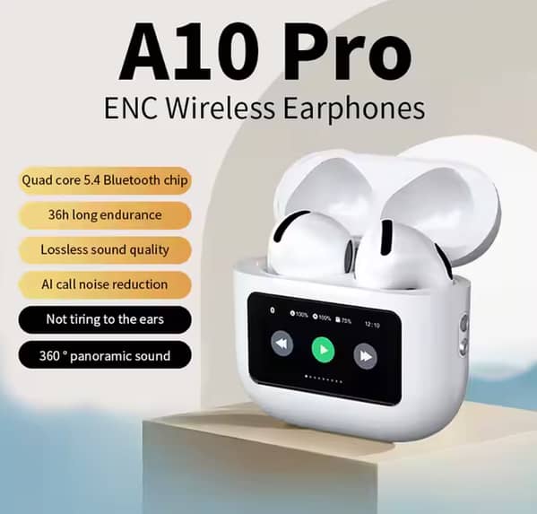 A10 Pro Wireless TWS Earbuds with Active Noise Cancellation and LCD Display, Airpods Pro 2nd Generation, 5.4 Multi-language Support