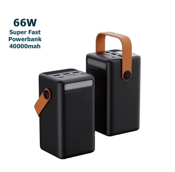 Geman 40000mAh Power Bank - 66W Superfast Portable Charger with LED Display, Compatible with Laptops, MacBooks, iPhones, Samsung S20, Google, LG, iPads, and Drones - Black