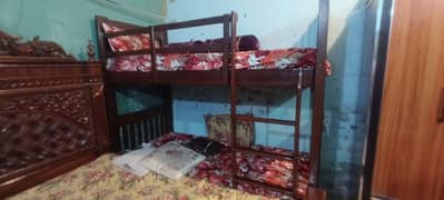 wooden bunk bed