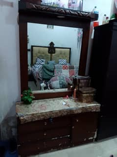 double bed dressing & two door almari & two side table