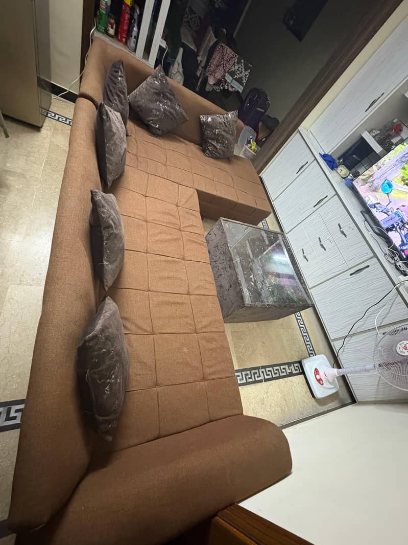 L shape sofa with center table 2