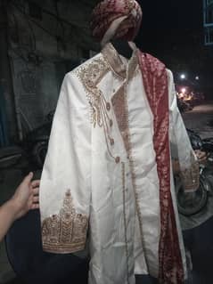 of white Sherwani+ Kulla