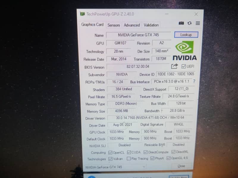 Nvidia gtx745, 4gb, DDR3, graphics card, rtx, xt 3