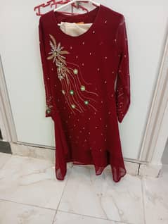Beautiful Red colour Chiffon dress
