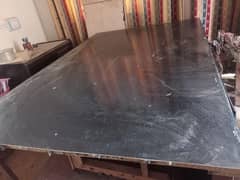 wodden table with iron stand