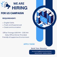 We are Hiring Sales agents for US Campaign