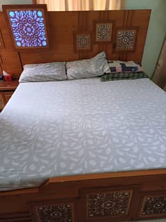 bed with mattress and dresser ,side tables