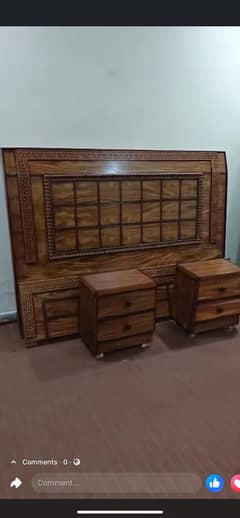 King Size Bed with two side tabel n new pack medicated matrss new hai