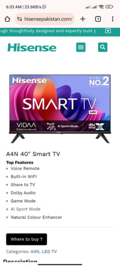 hisense 40inch smart led tv