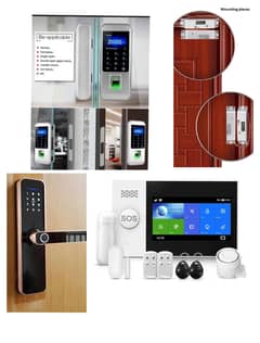 burglar alarm system smart fingerprint handle electric door lock