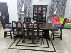 Elegant 8-Seater Wooden Dining Set with Buffet Cabinet