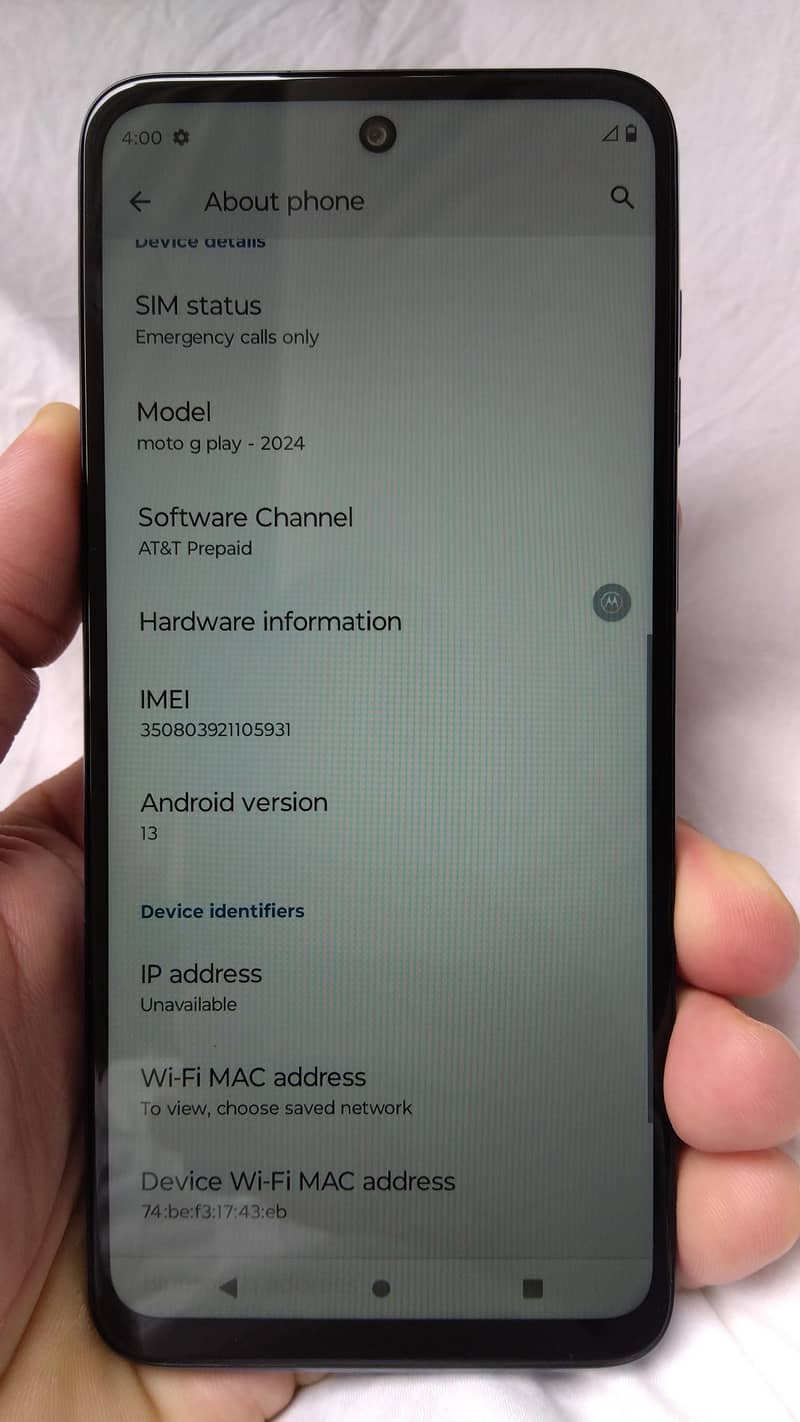 Motrolla G play 2024 non PTA 4 GB ram 64 GB memory 13 android version 2