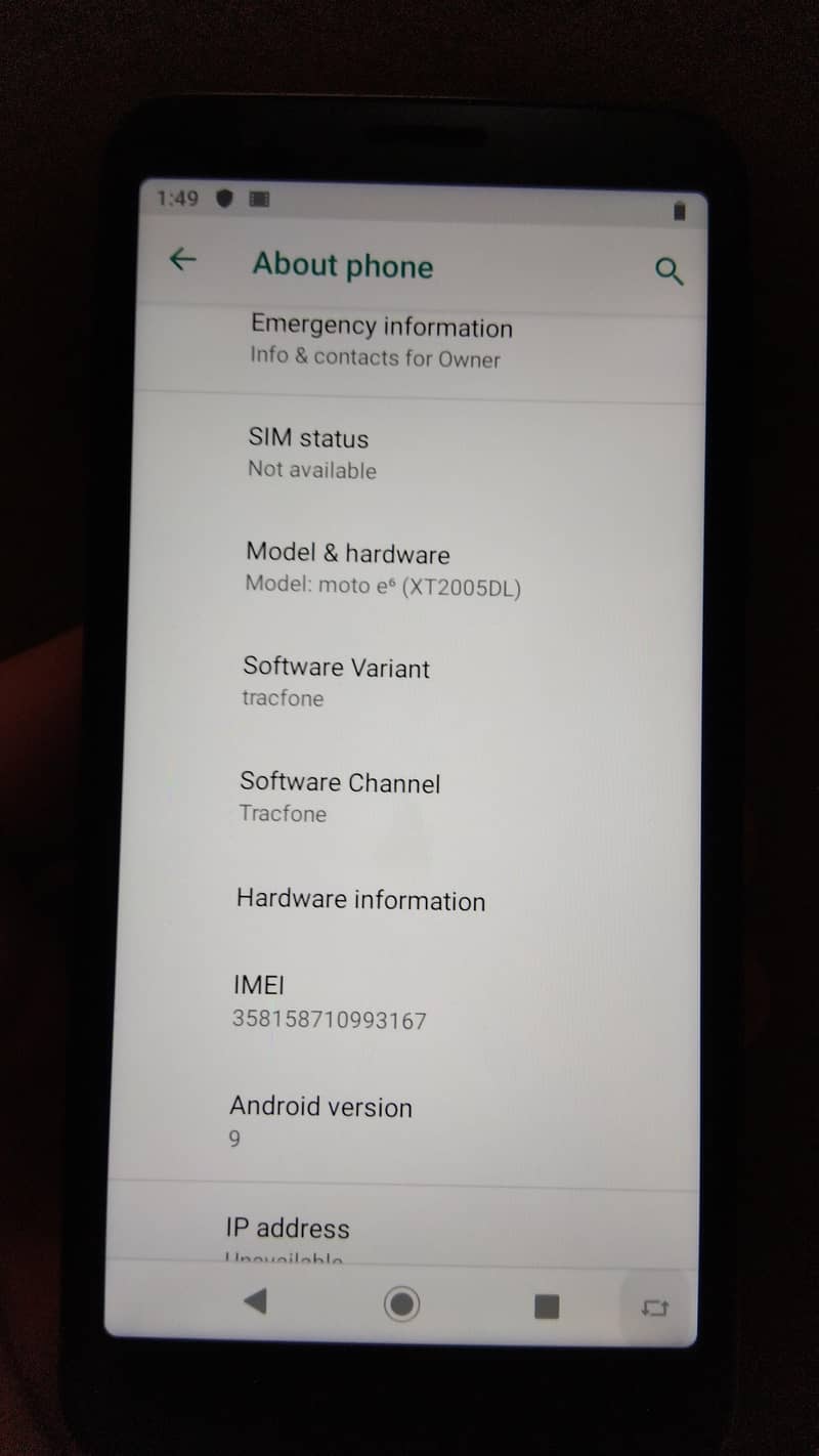 motrolla phone 2 GB ram 16 GB memory 9 android version sim block 3