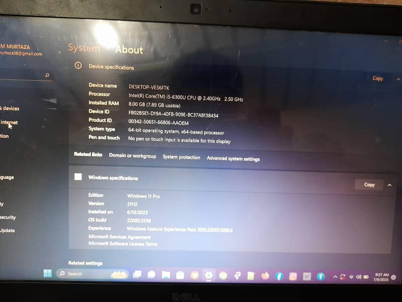 Dell laptop core i5 5th generation latitude e5570  memory 8/256 8