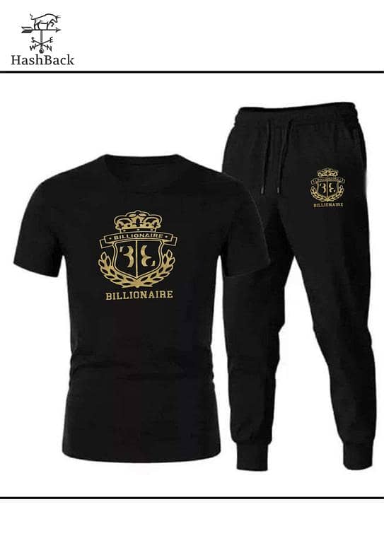 Billionair Men's Tracksuit Set: Jersey T-Shirt and Full-Length Trouser