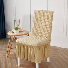 Elegant Bubble Fabric Dining Chair Cover – Stretchable & Washable
