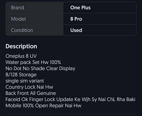One plus 8 model Ram 8/Rom 128 5G single sim varient patch 3