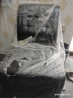 Black leather sofa