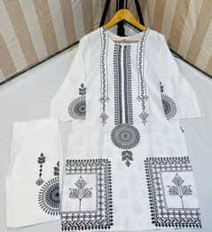 2 pcs Women's stitched Linen Printed Suit