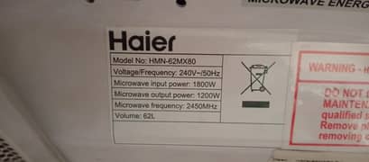 Haier 62L Microwave. Full size.
