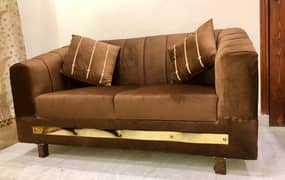 6‑Seater Sofa and Stylish Black Round full size center Tables