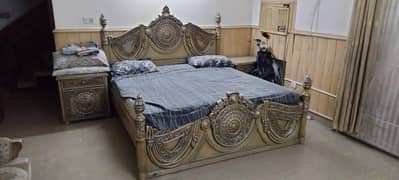 Classic Wodden King bed with side tables and Dressing
