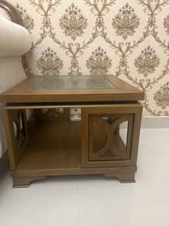 7 seater sofa with tables and curtains