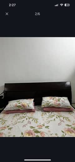 King Sized Bed With mattress and side table