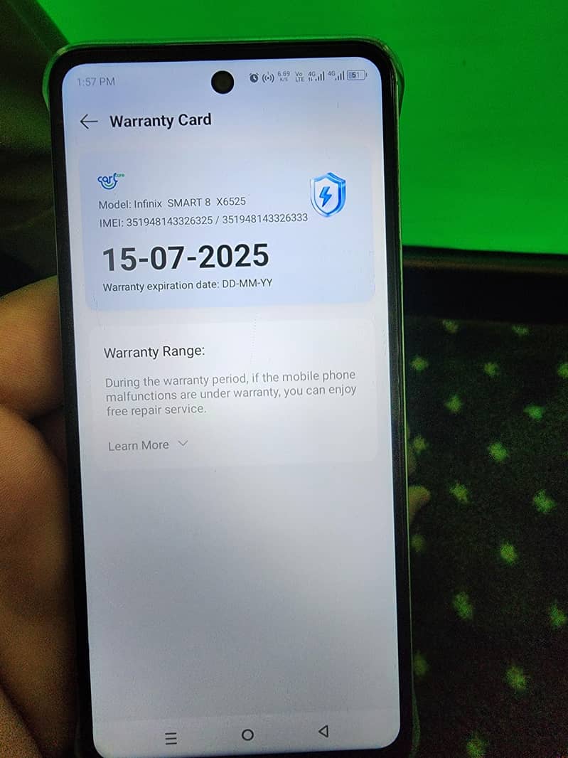 infinix smart 8 6/64 with box 7