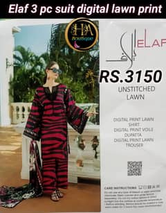 Elaf 3 pc suit digital lawn print