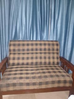 wooden structure sofa brown color