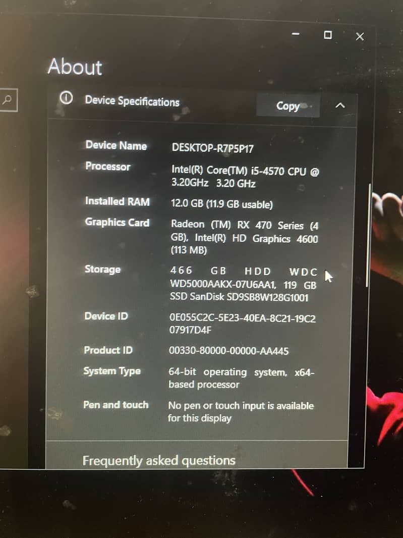 Intel core i5 4th gen PC with RX 470 4gb GPU 5