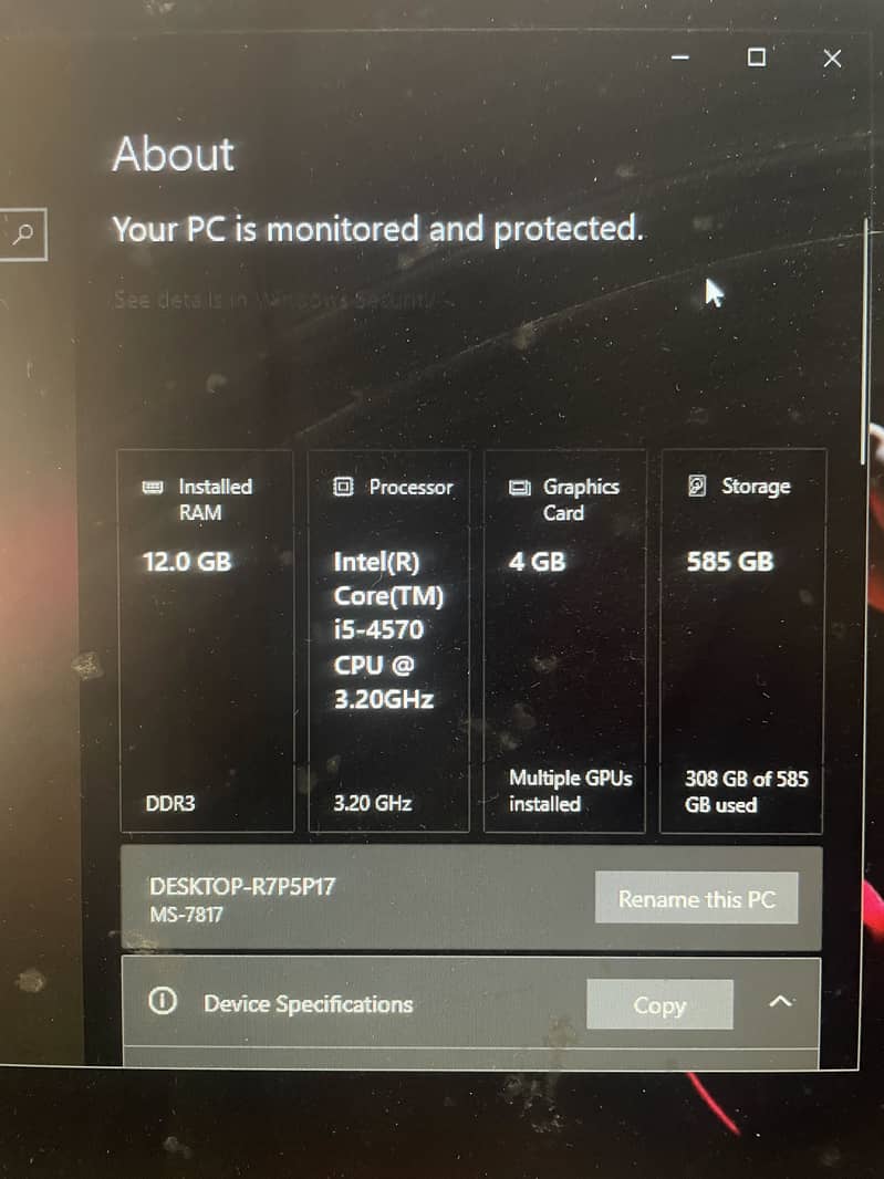 Intel core i5 4th gen PC with RX 470 4gb GPU 8