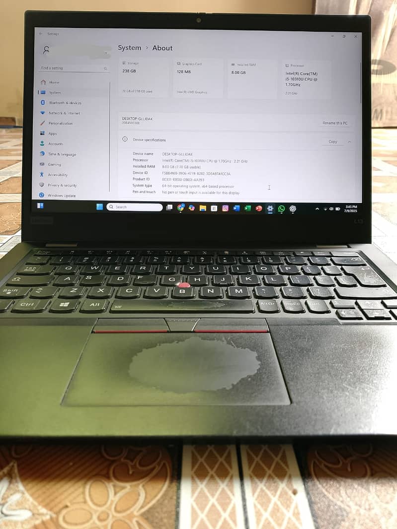 Laptop: LENOVO - THINKPAD , Processor:Intel Core i5 , 10th Generation. 5
