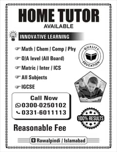 Male Home Tutor Available