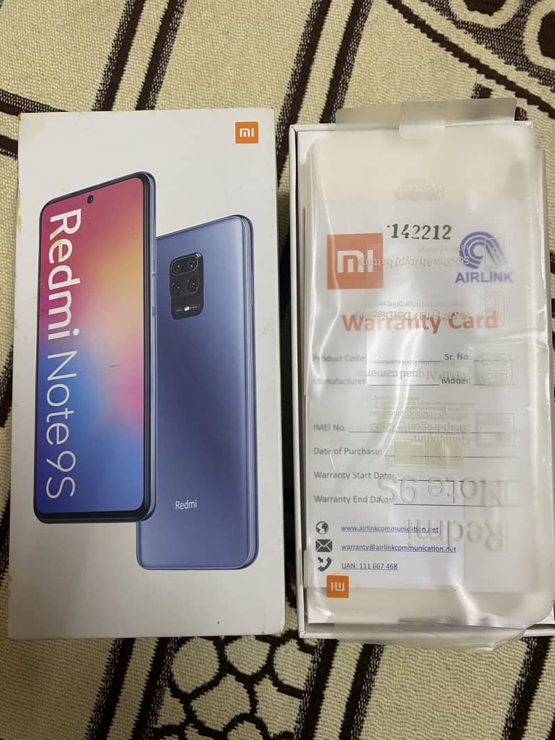 Redmi note 9s 10/10 condition with box 6/128 3