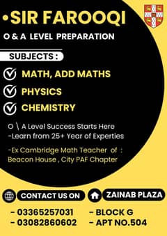 O/A Levels Preparation  By Sir Farooqi , 25+ years  of experience