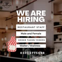 staff required trained fastfood kitchen helpers waiters delivery rider