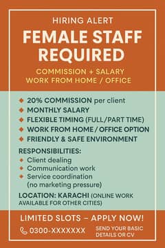 Need Female Staff