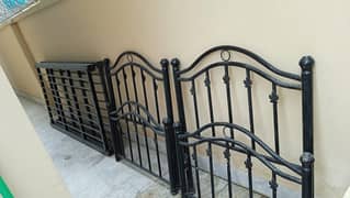 Used Wrought Iron Double Bed Set with 2 Side Tables – Solid & Elegant