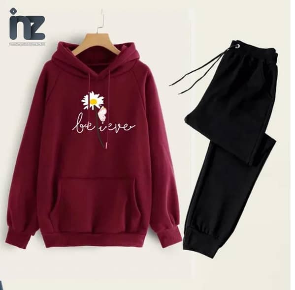Girls and Women's Oversized Printed Hoodies and Trousers - Comfortable Loungewear Tracksuits for Winter