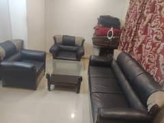 Used queen size bed and 5 seater sofa with table