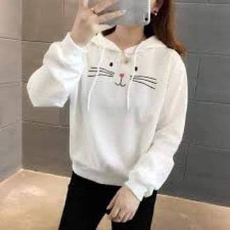 INZ Cat Face Pullover Hoodie for Women and Girls - Soft Fleece Sweatshirt with Paws Design - Cozy Winter Outfit in Multiple Colors